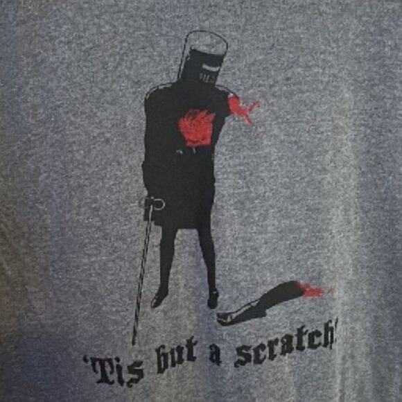 Monty Python Holy Grail Knight Tis But A Scratch! T-shirt, Unisex Size Medium - Picture 5 of 5